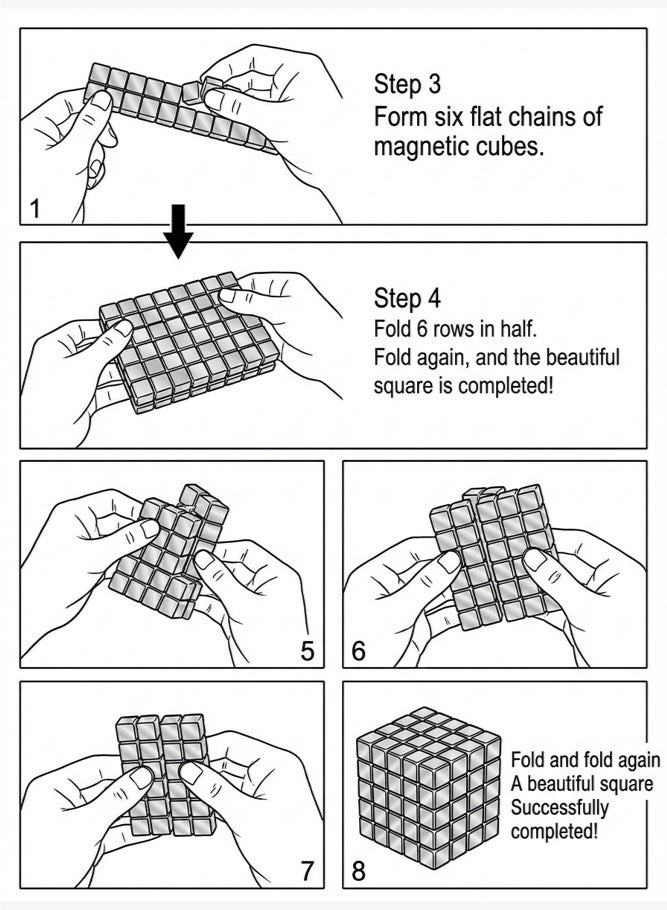 SHABILI 216Pcs 5mm Silver Magnetic Cube Building Set for Teens & Adults 14+, Strong Metal Magnetic Blocks for 2D 3D Shapes and Creative Play, Stress Relief Desk Toy Improves Focus Hand Skills with Storage Box (Silver) - Image 5